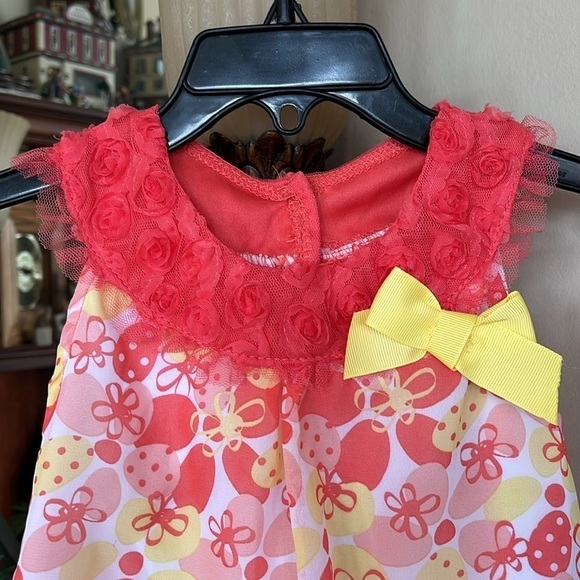 Brand New Little Lass 2-Piece Set Orange & Yellow Floral Mesh Top Ruffle Skirt - Picture 3 of 15